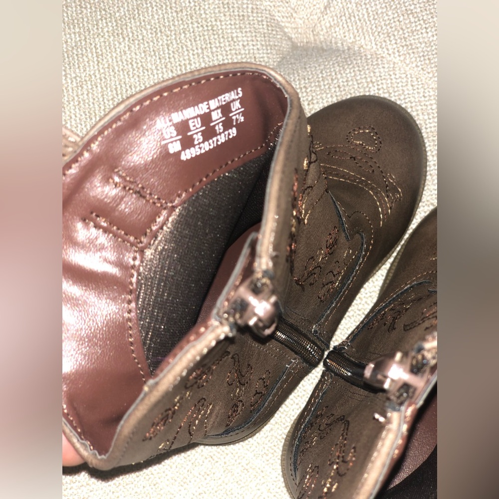 Size 8 Toddler Girls Western Boots Brown - Picture 7 of 7